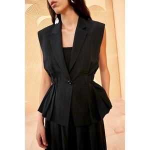 NWT Ulla Johnson Beatriz Linen-Blend Peplum Vest